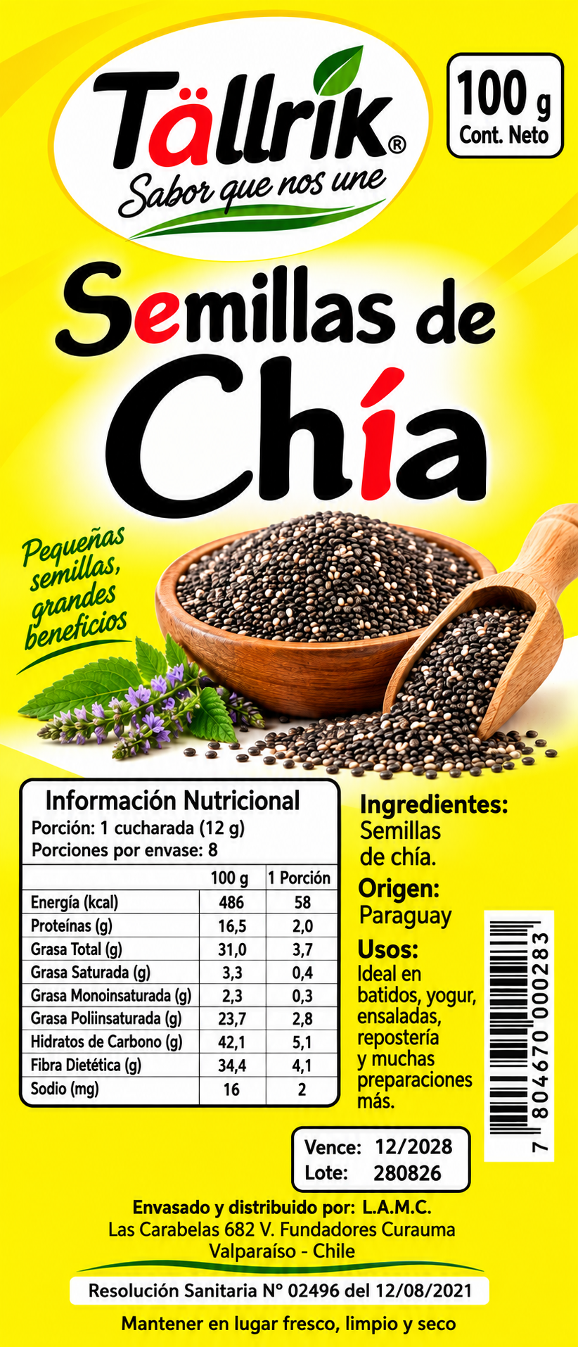 Etiqueta de Semillas de chía Tallrik